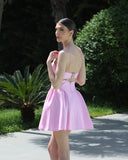 Fustan Mini Elegant në Ngjyrë Rozë Pastel