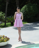 Fustan Mini Elegant në Ngjyrë Rozë Pastel