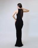 Black Draped Maxi Dress