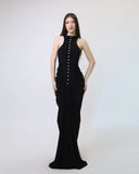 Black Draped Maxi Dress