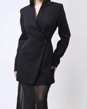 Blazer Silhouette Dress with Sheer Maxi Skirt
