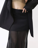 Blazer Silhouette Dress with Sheer Maxi Skirt