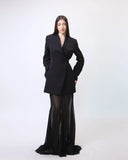 Blazer Silhouette Dress with Sheer Maxi Skirt