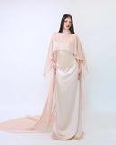 Silk Corset Maxi Dress with Cape